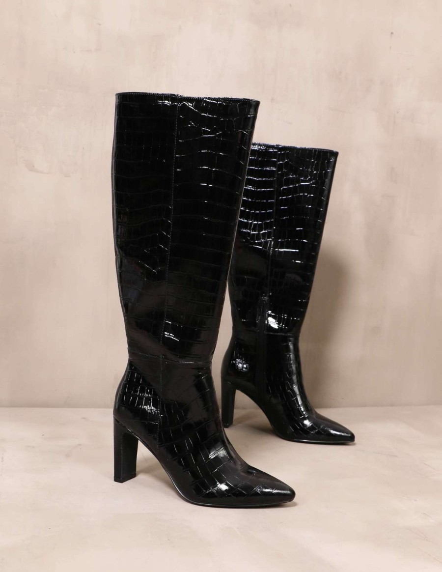 Shoes * | Best Deal Chinese Laundry Croc On Babe Boot Black