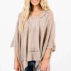 Sweaters * | Best Reviews Of Bella Ella Boutique Joyful Heart Taupe Brown Sweater Poncho