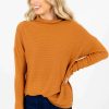 Sweaters * | Outlet Bella Ella Boutique Just My Type Tawny Orange Sweater