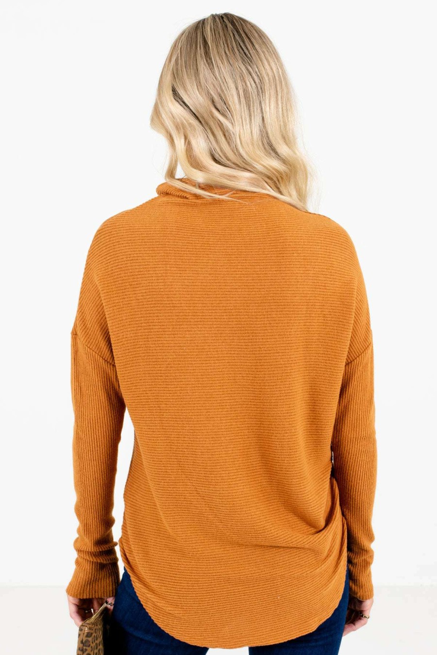 Sweaters * | Outlet Bella Ella Boutique Just My Type Tawny Orange Sweater