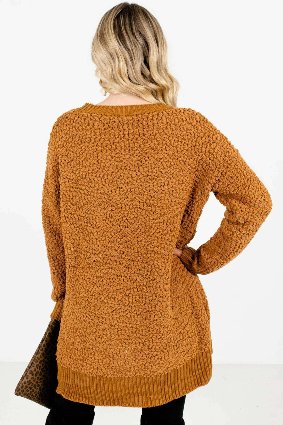 Sweaters * | Flash Sale Bella Ella Boutique Crushing On You Mustard Sweater