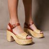 Shoes * | Budget Mia Straw Attention Platform Sandal Natural