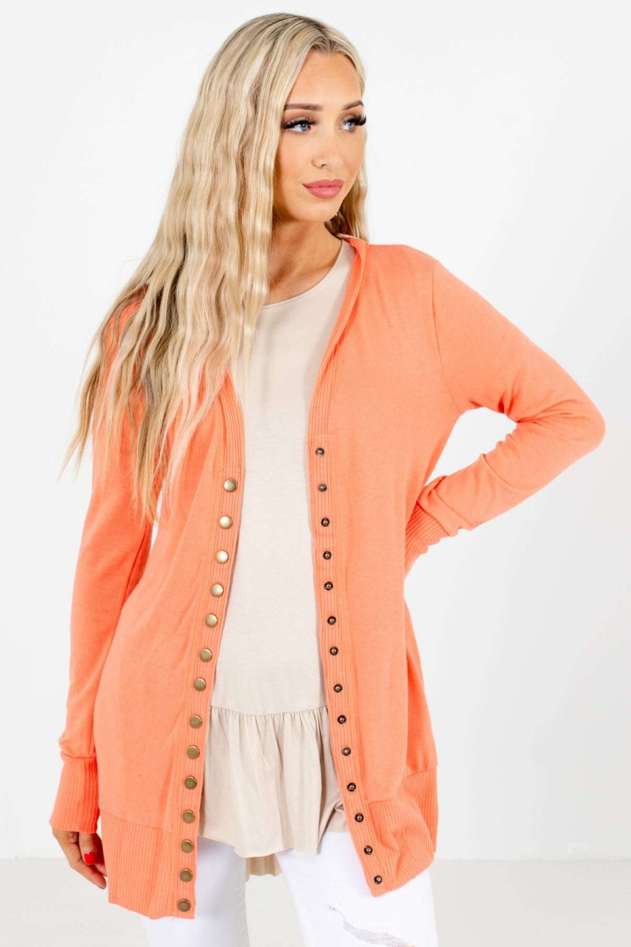 Cardigans * | Best Deal Zenana Snap Button Basic Cardigan