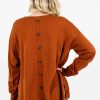 Sweaters * | Discount Bella Ella Boutique Lost In Thought Rust Orange Sweater