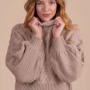 Sweaters * | Discount Dreamers All Too Well Cable Knit Sweater Light Brown