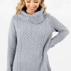 Sweaters * | Wholesale Bella Ella Boutique Season'S Greetings Gray Cowl Neck Sweater