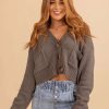 Cardigans * | Top 10 Wholesale Fashion Trends In The Moment Button Up Cardigan Dark Gray