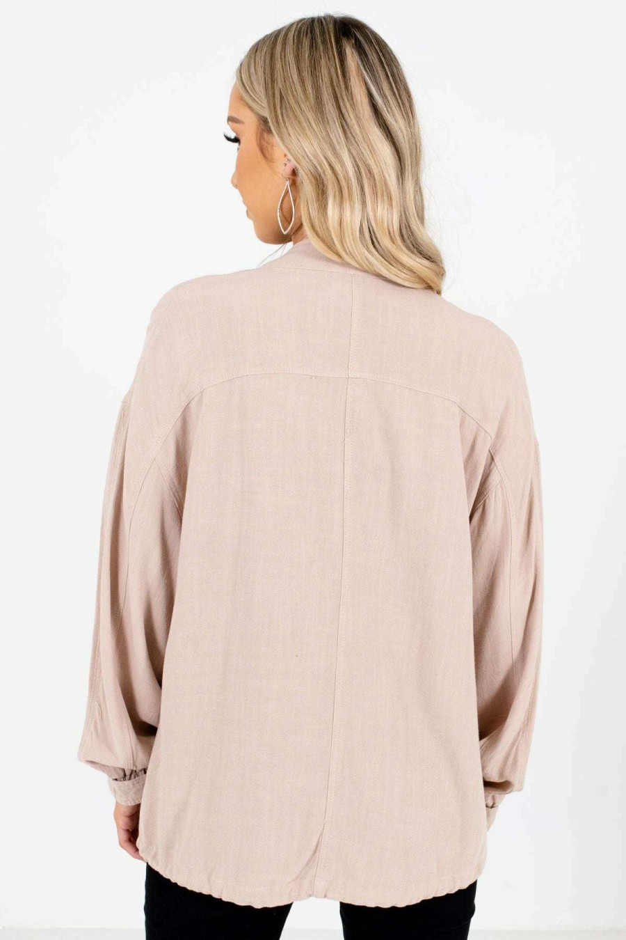 Jackets * | Cheapest Bella Ella Boutique Mind Over Matter Beige Jacket