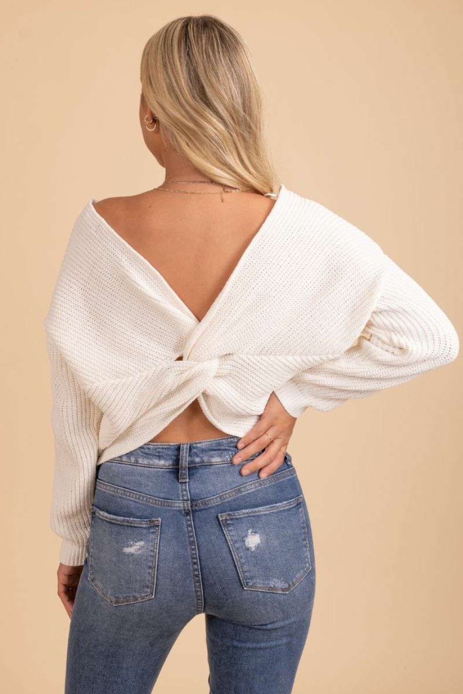 Sweaters * | Buy Love Tree Second Chance Open Back Sweater