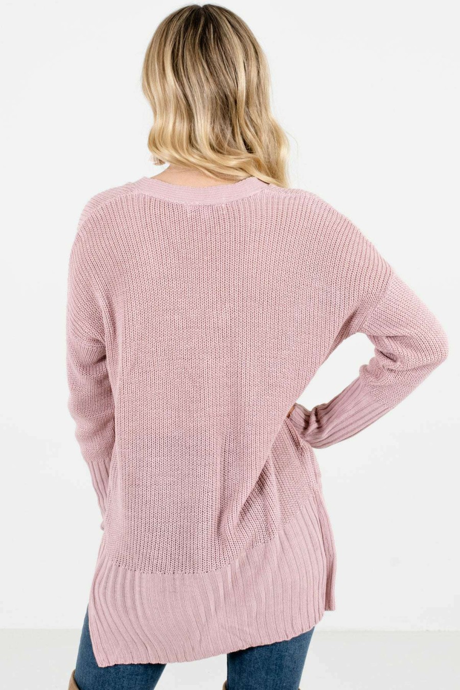 Sweaters * | Buy Bella Ella Boutique She'S So Fabulous Pink Knit Sweater