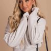 Jackets * | Wholesale Reflex Moonstone Cropped Zip-Up Hoodie Off White