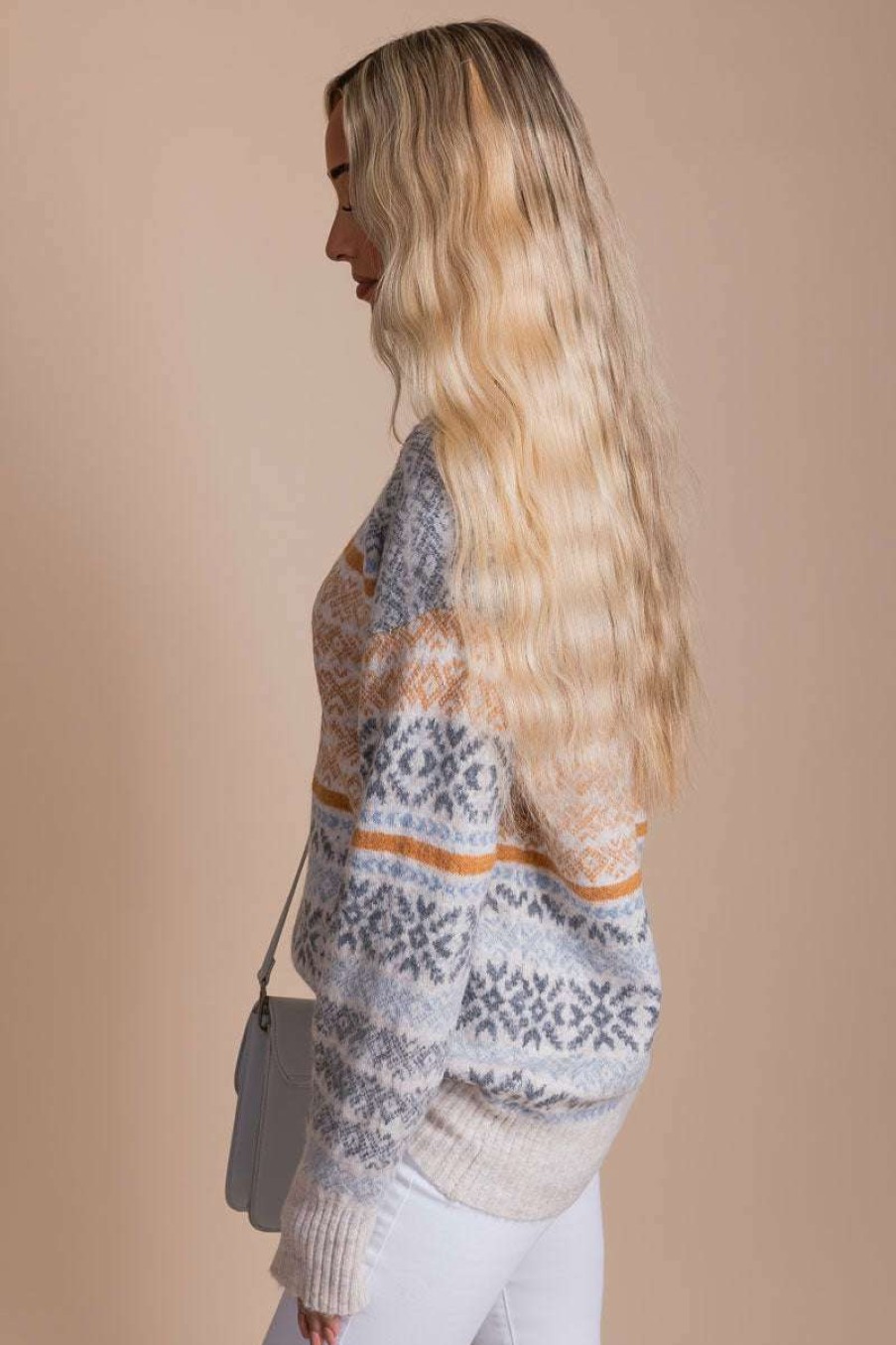 Sweaters * | Promo Be Cool My Favorite Season Nordic Print Sweater