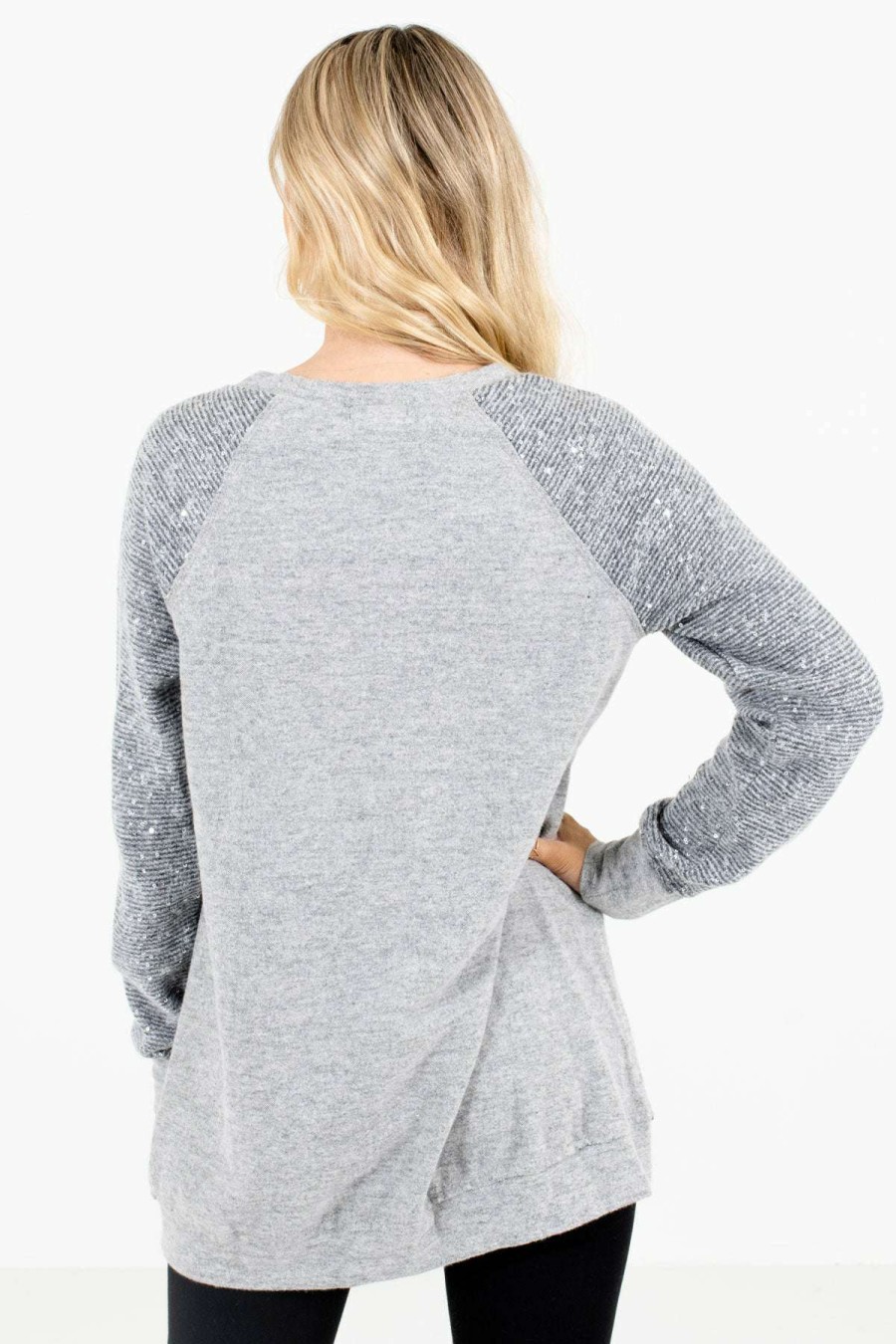 Sweaters * | Best Deal Bella Ella Boutique Picture This Gray Sweater