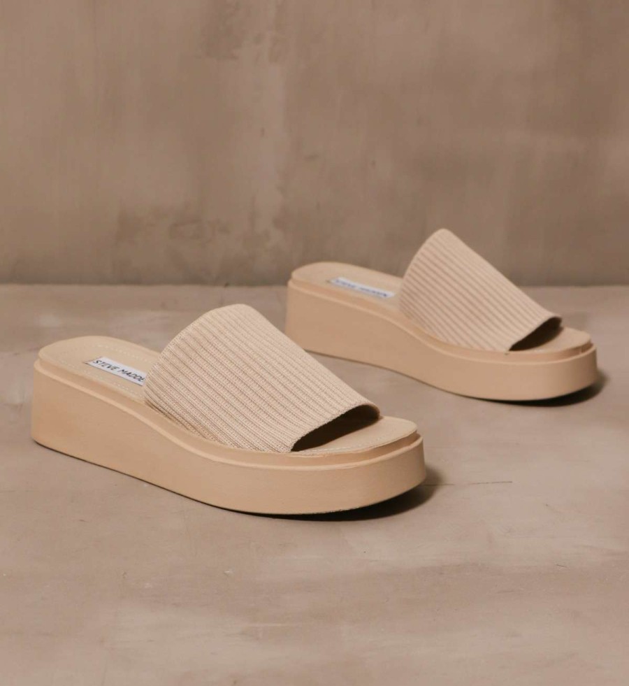 Shoes * | New Steve Madden Sand Another Thing Platform Sandal Natural