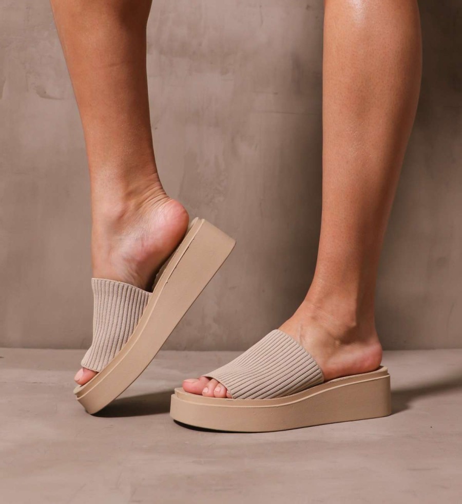 Shoes * | New Steve Madden Sand Another Thing Platform Sandal Natural