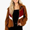 Jackets * | New Bella Ella Boutique Fall Break Brown Color Block Jacket