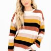 Sweaters * | Discount Bella Ella Boutique Autumn Wishes Cream Multi Striped Sweater