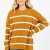 Sweaters * | Best Pirce Bella Ella Boutique Falling In Love Mustard Striped Sweater