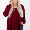 Sweaters * | Budget Bella Ella Boutique Anything Can Happen Burgundy Sweater