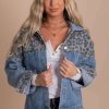 Jackets * | Best Sale B Wildest Dreams Animal Print Denim Jacket Blue