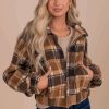 Jackets * | Cheapest Hyfve Butter Pecan Plaid Sherpa Jacket Brown