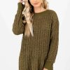 Sweaters * | Hot Sale Bella Ella Boutique Crushing On You Olive Sweater