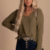 Sweaters * | Cheapest Tasha Apparel Warm Wishes Distressed Ribbed Sweater Green