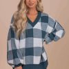 Sweaters * | Coupon Listicle Sundance Slopes Plaid Sweater Green Emerald Green