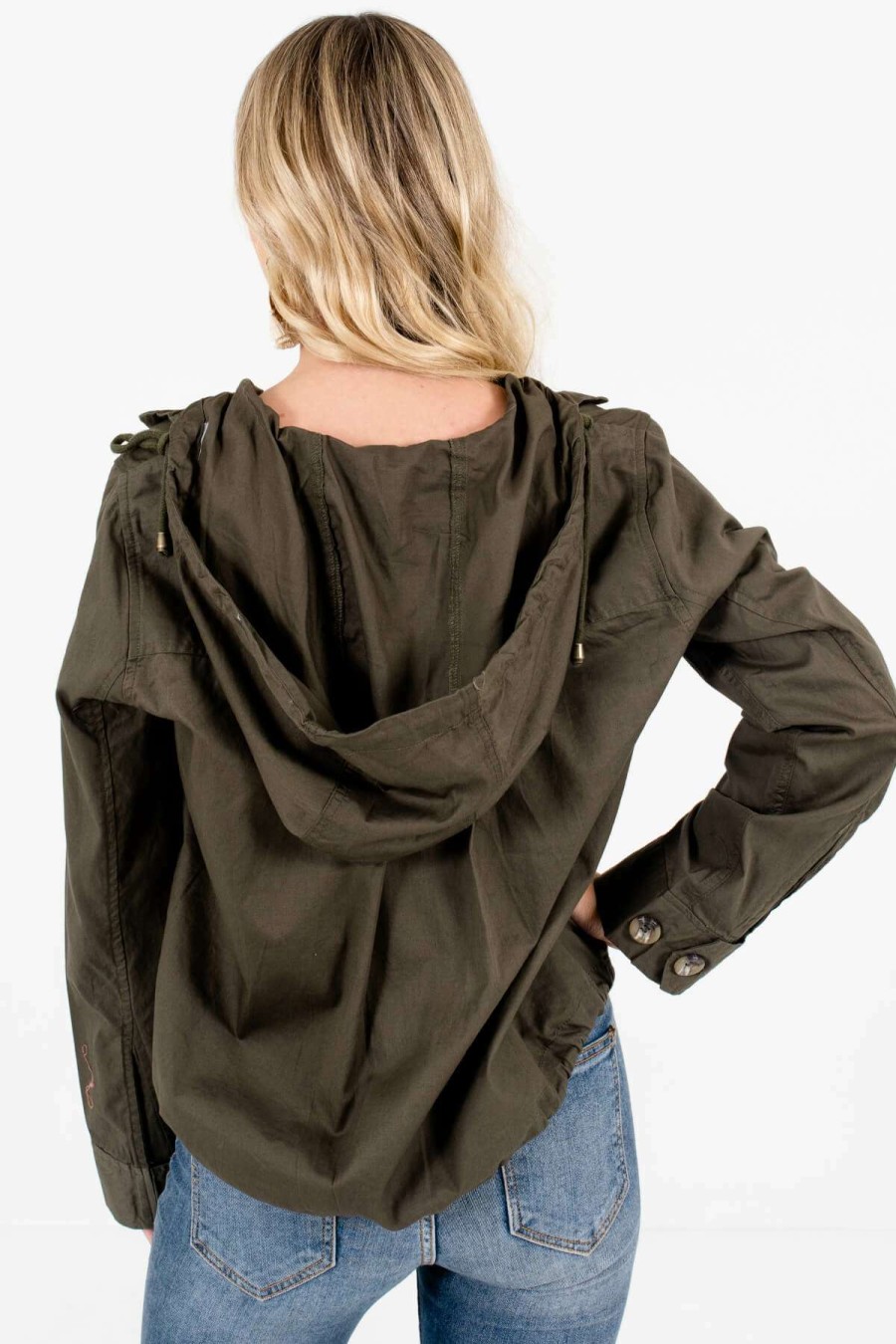 Jackets * | Top 10 Bella Ella Boutique Hello Gorgeous Olive Green Jacket