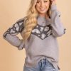 Sweaters * | Best Deal Hem & Thread Inner Cheetah Print Sweater Light Gray