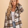 Jackets * | Deals Wholesale Fashion Trends My Life Button Up Plaid Jacket Brown