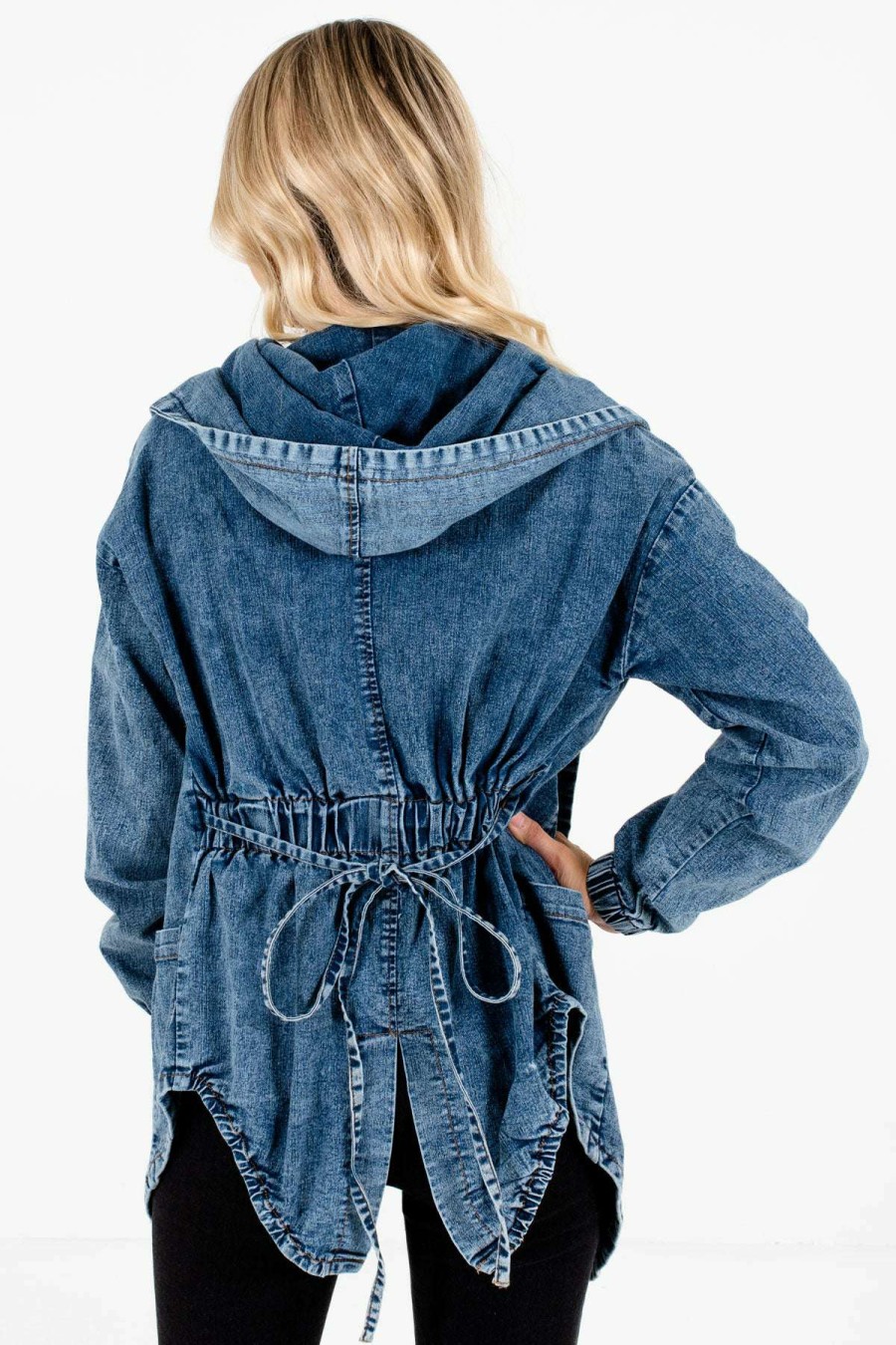 Jackets * | Wholesale Bella Ella Boutique Stay Unique Blue Denim Jacket