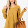 Sweaters * | Discount Bella Ella Boutique Open-Minded Mustard Knit Sweater