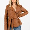 Jackets * | Buy Bella Ella Boutique Anywhere With You Brown Faux Leather Jacket