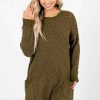 Sweaters * | Best Pirce Bella Ella Boutique Look This Way Olive Sweater