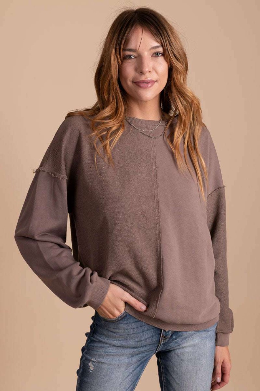 Sweaters * | Best Pirce Blue B Hot Cocoa Long Sleeve Sweater Dark Brown