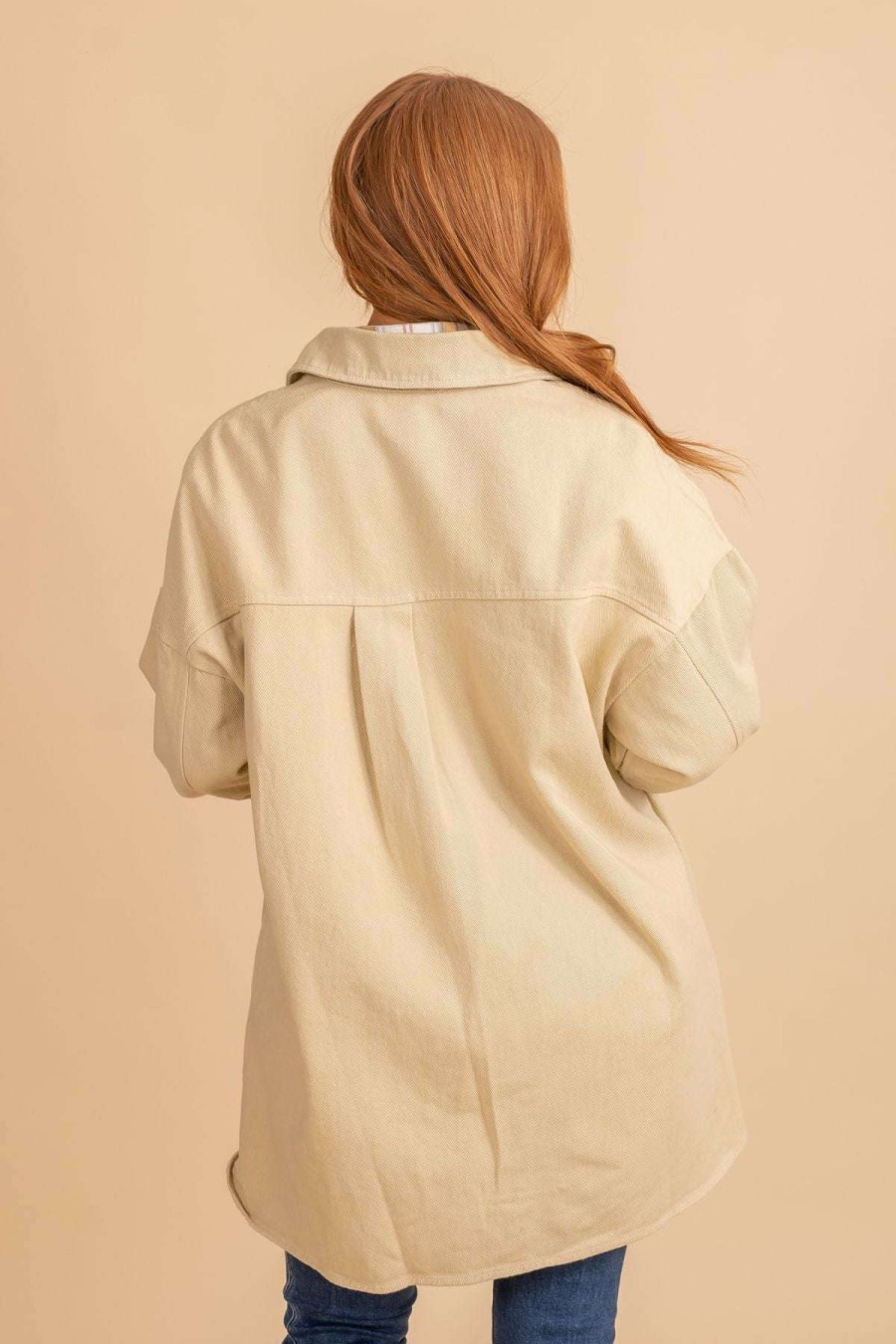 Jackets * | Flash Sale Wholesale Fashion Trends One Day At A Time Button Up Jacket Cream