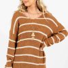 Sweaters * | Cheapest Bella Ella Boutique Trend-Setter Brown Open Back Sweater