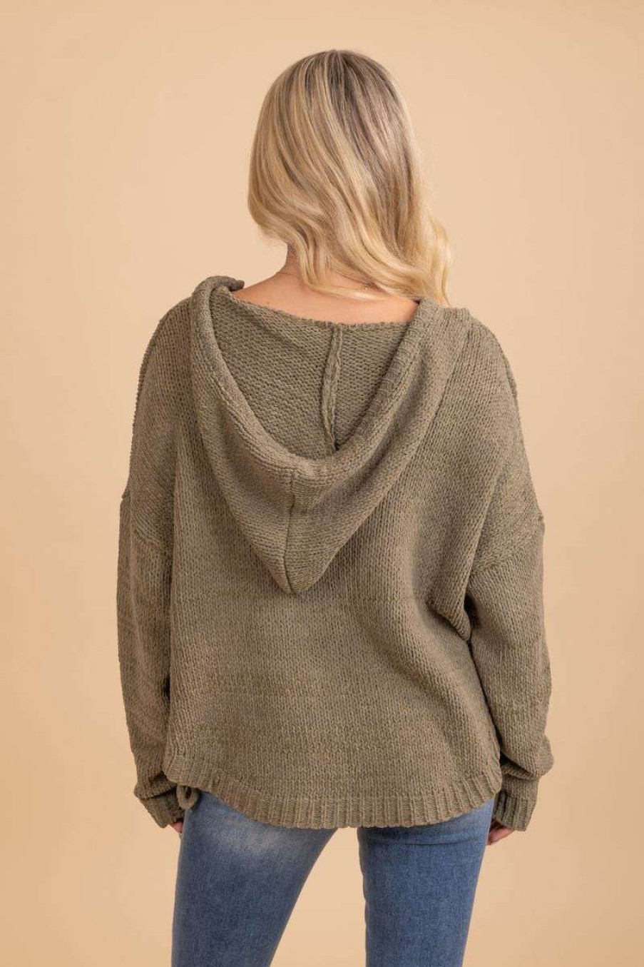 Sweaters * | Best Sale Miracle Be A Wildflower Knit Hooded Sweater Green