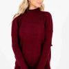 Sweaters * | Top 10 Bella Ella Boutique Forever & Always Open Back Sweater Burgundy