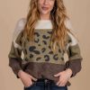 Sweaters * | Budget Davi + Dani Keep Me Close Animal Print Sweater Green