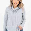 Sweaters * | Cheap Bella Ella Boutique Lost In A Daydream Gray Cowl Neck Sweater