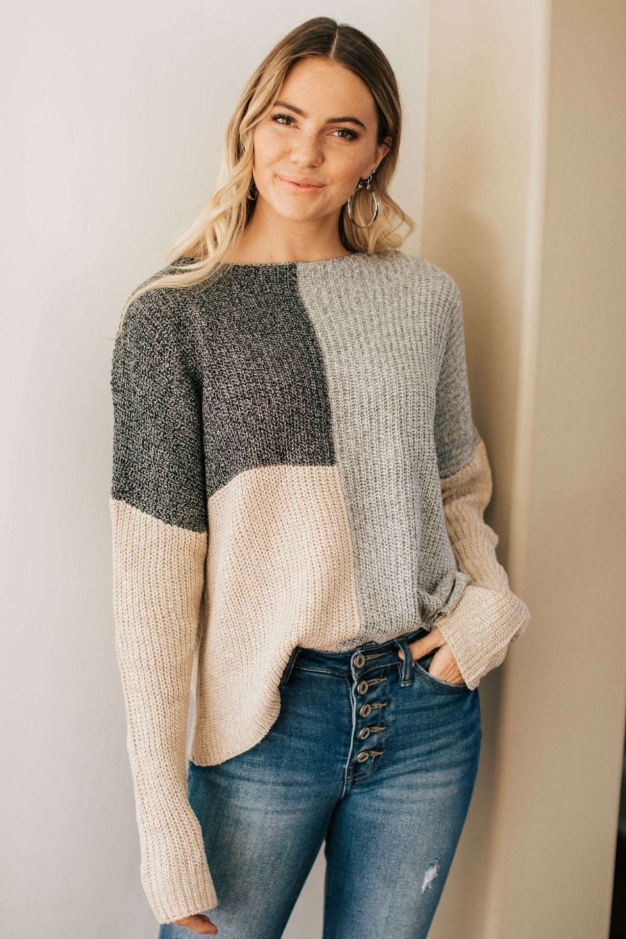 Sweaters * | Best Sale Almost Nothing Beautiful Day Color Block Sweater