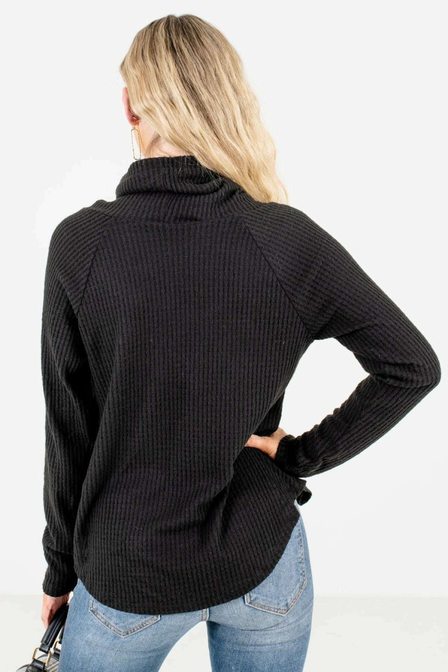 Sweaters * | Best Reviews Of Bella Ella Boutique Lost In A Daydream Black Cowl Neck Sweater