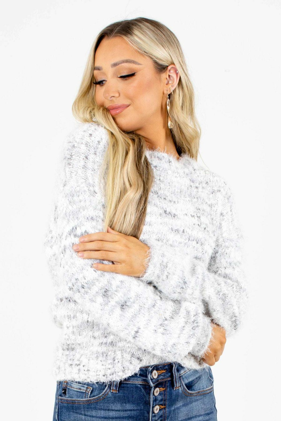 Sweaters * | Promo Bella Ella Boutique Catch Feels Marble Sweater