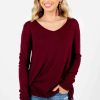 Sweaters * | Discount Bella Ella Boutique Enjoy The Moment Burgundy Sweater