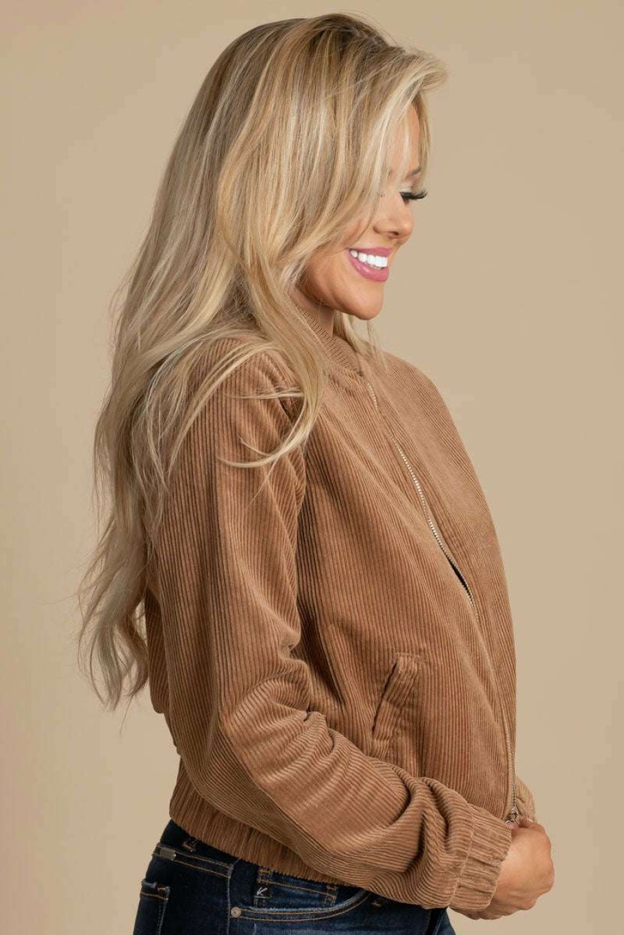 Jackets * | Best Reviews Of Denim Boulevard Time Of Our Lives Corduroy Zip Up Jacket Brown