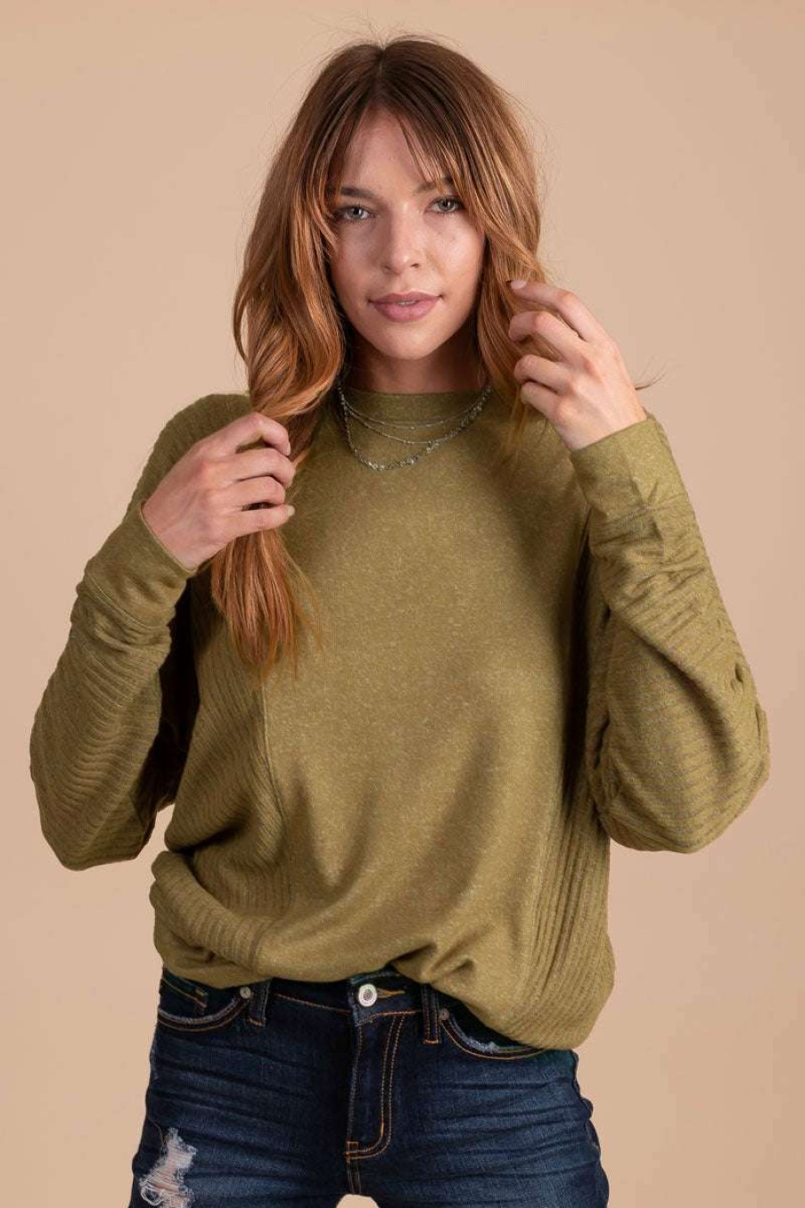 Sweaters * | Top 10 Mono B Cheers To Us Textured Knit Sweater Light Green