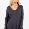 Sweaters * | Buy Bella Ella Boutique Enjoy The Moment Charcoal Gray Sweater