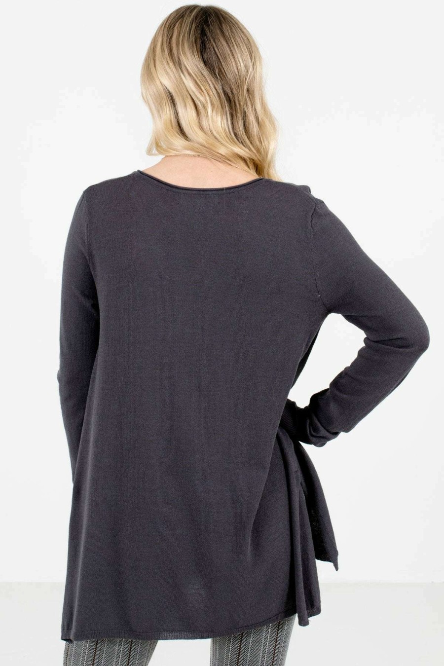 Sweaters * | Buy Bella Ella Boutique Enjoy The Moment Charcoal Gray Sweater